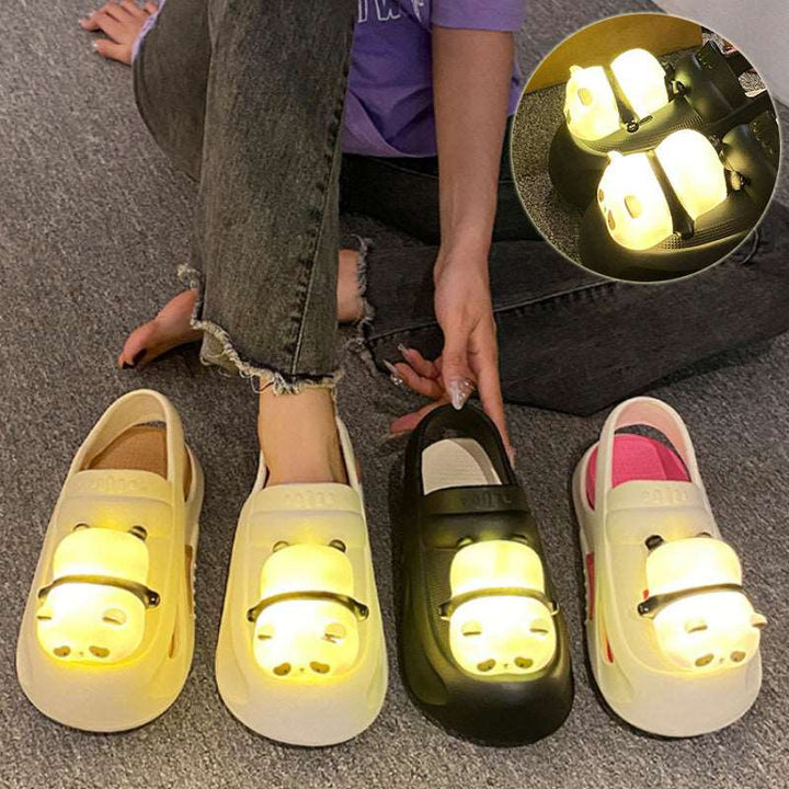 2024 Cute Slipper With Panda Lamp Summer Sandales Femme Light Funny Woman Slippers Shoes Women - Gabby Whale