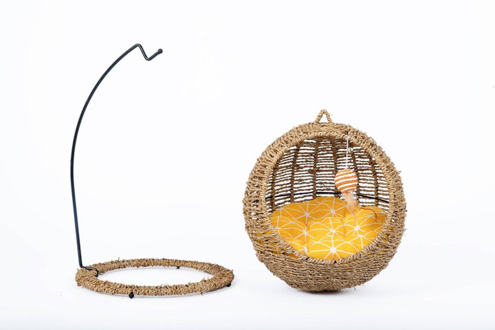 Hanging Cat Bed | Woven Round Pet Basket - Gabby Whale