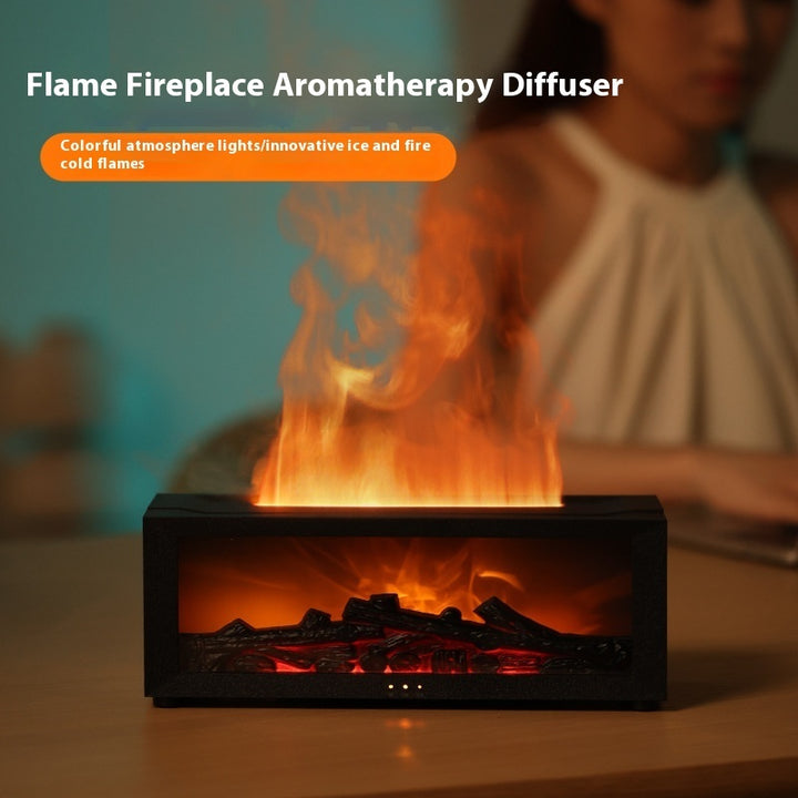 New Flame Aromatherapy Machine Colorful Essential Oil Diffuser Home Large Fog Volume Flame Humidifier 3D Flame Fireplace Machine Gabby Whale