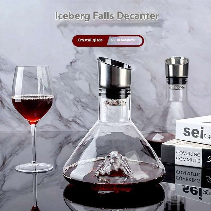 Hot-selling Iceberg Waterfall Wine Decanter Creative Transparent Lead-Free Crystal Glass Wine Dispenser Barware Quick Decanters Gabby Whale