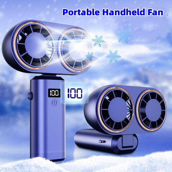 USB Handheld Mini Fan Foldable Portable Neck Hanging Fans 5 Speed USB Rechargeable Fan With Display Screen - Gabby Whale