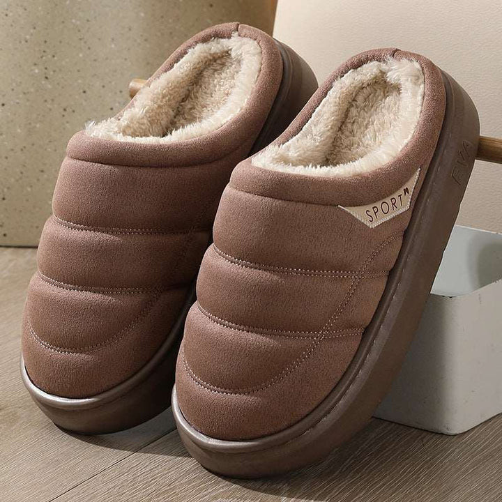 Fashion Solid Plush Slipper Winter Warm Indoor Floor Bedroom Home Slippers For Couple Thick-soled House Shoes Women Men Gabby Whale