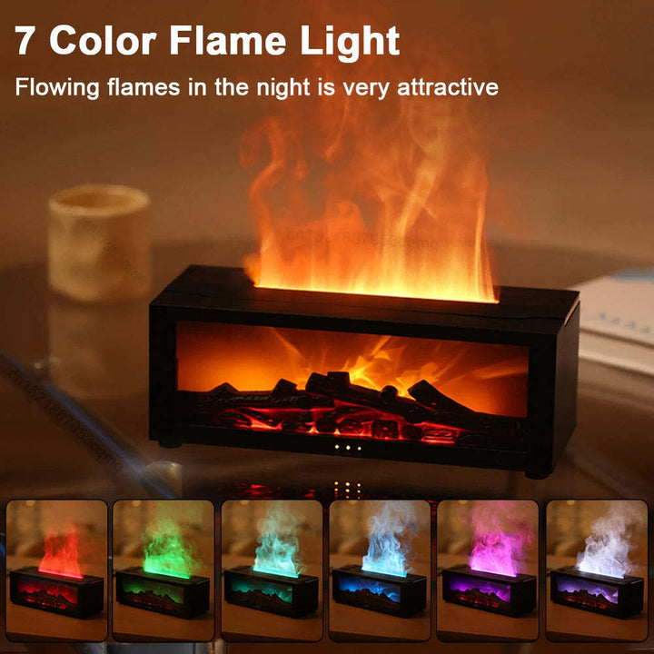 New Flame Aromatherapy Machine Colorful Essential Oil Diffuser Home Large Fog Volume Flame Humidifier 3D Flame Fireplace Machine Gabby Whale