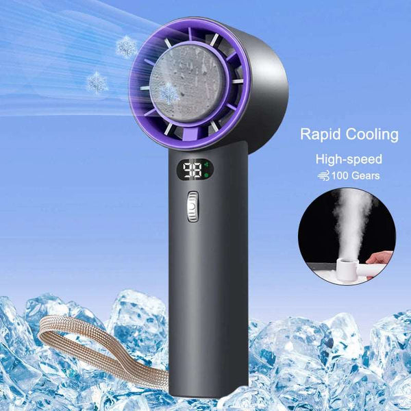 Portable Handheld Turbo Fan Cooling Semiconductor Refrigeration 3000mAh Battery Wind Speeds Adjustable Mini Personal Fan - Gabby Whale