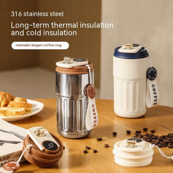 Smart Digital Thermal Bottle Portable Coffee Mug Stainless Steel Water Bottle In-Car Insulated Cup Keep Cold Vacuum Flasks 450ml Gabby Whale