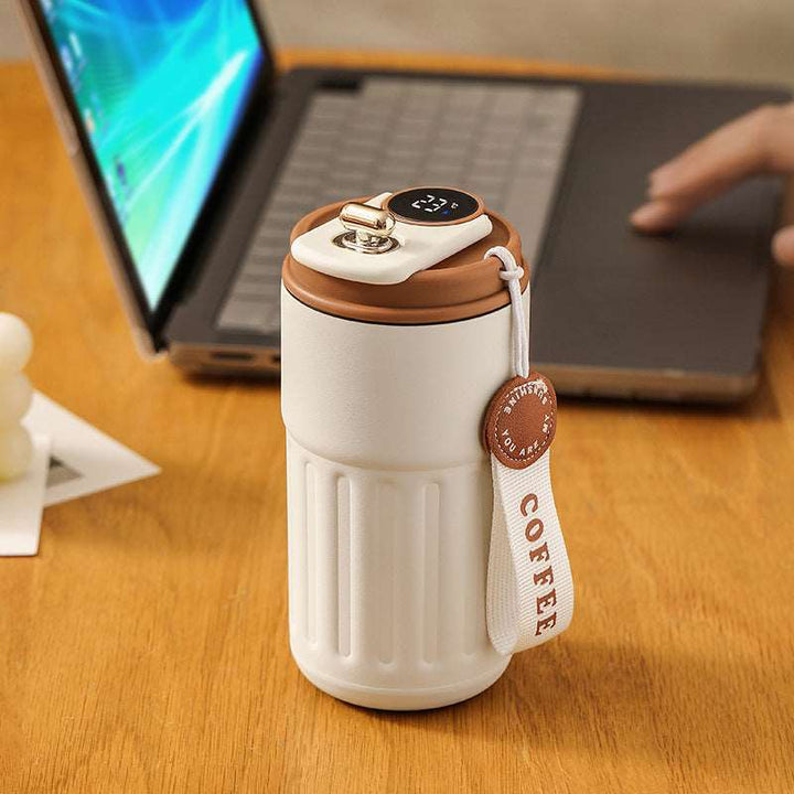 Smart Digital Thermal Bottle Portable Coffee Mug Stainless Steel Water Bottle In-Car Insulated Cup Keep Cold Vacuum Flasks 450ml Gabby Whale