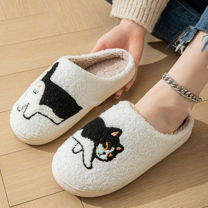 Cartoon Cotton Slippers For Women Men Indoor Outdoor Slippers For Household Autumn And Winter Couples Shoes Fuzzy Warm Soft Slippers - Gabby Whale