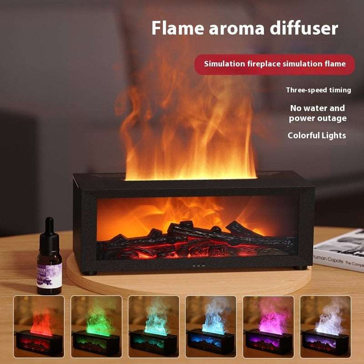 New Flame Aromatherapy Machine Colorful Essential Oil Diffuser Home Large Fog Volume Flame Humidifier 3D Flame Fireplace Machine Gabby Whale