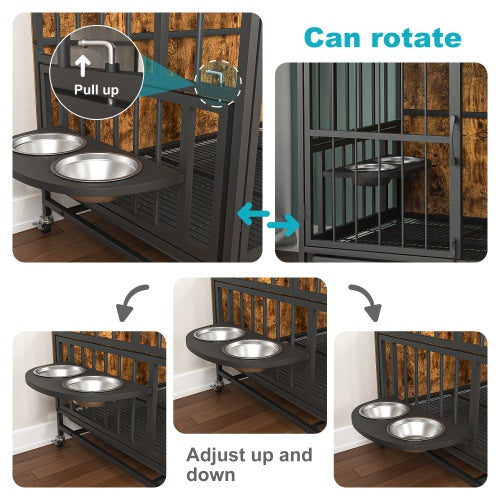 Modern Kennel Dog House With Multifunctional Removable Tray, Double Door Dog House Gabby Whale