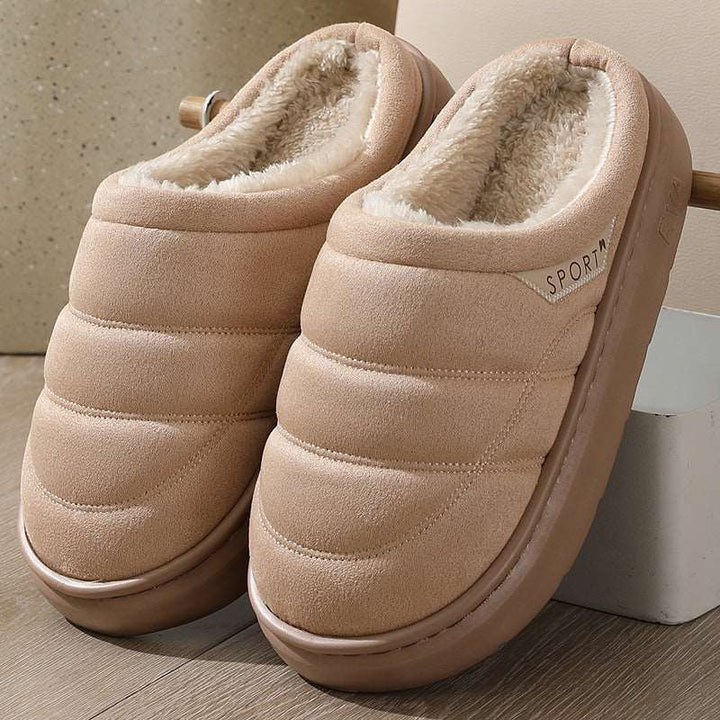 Fashion Solid Plush Slipper Winter Warm Indoor Floor Bedroom Home Slippers For Couple Thick-soled House Shoes Women Men Gabby Whale