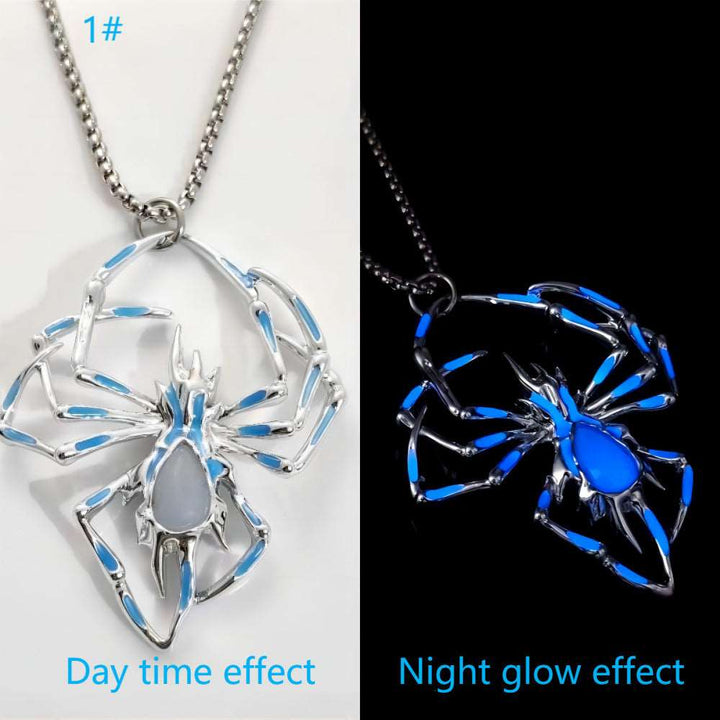 Halloween Creative Stereo Luminous Spider Necklace Jewerly Glowing Night Fluorescence Antique Vintage Glow In The Dark For Men Women Gift Party Halloween Day Club Gabby Whale