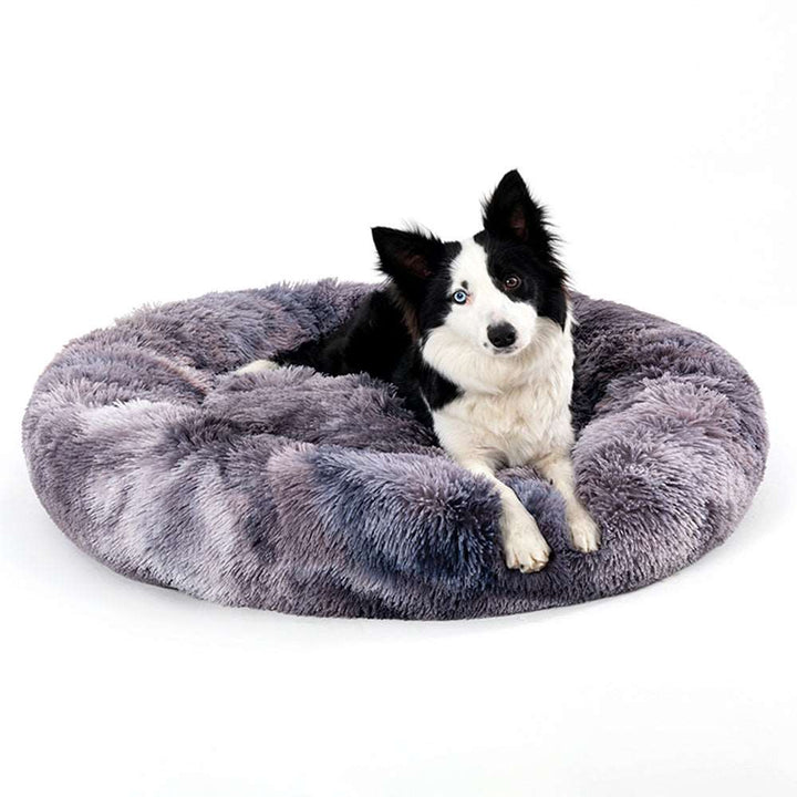 Fluffy Donut Dog Bed  Warm Soft Long Plush Pet Cushion Dog House Cat  Bed Washable Pet Sofa Mat Calming Samll Large Dog Beds Gabby Whale