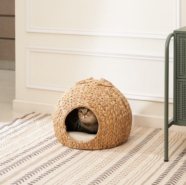 Weaving Rattan Circular Cat Bed Gabby Whale