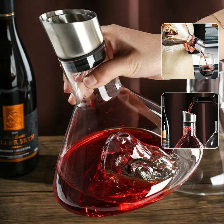 Hot-selling Iceberg Waterfall Wine Decanter Creative Transparent Lead-Free Crystal Glass Wine Dispenser Barware Quick Decanters Gabby Whale