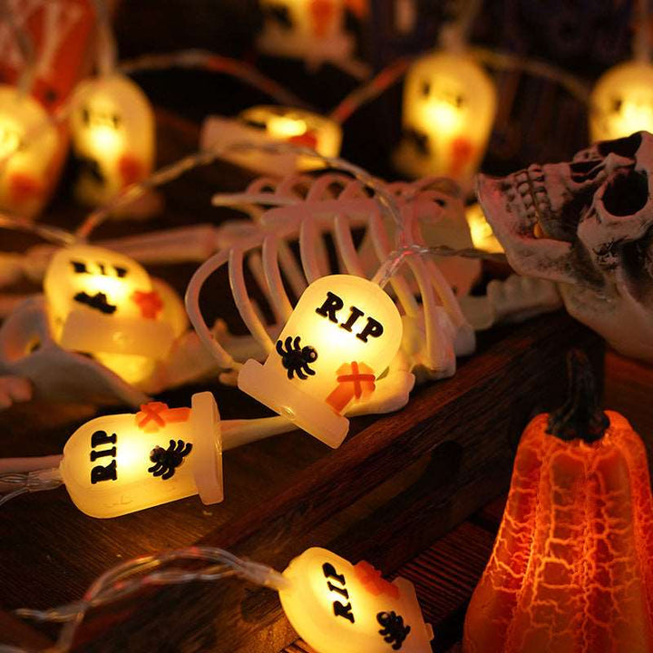 PVC Soft Material Halloween Lighting Chain Pumpkin Ghost Bat Modeling Lamp Indoor And Outdoor Home Decoration Gabby Whale