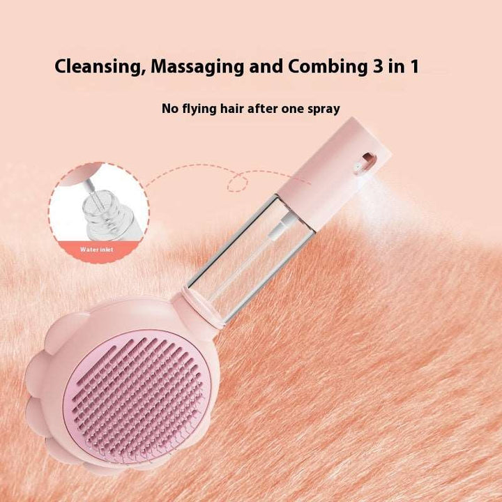 2 In 1 Self Cleaning Dog Brush Comb With Spray Pets Grooming Hair Remover Combs Brush Floating Hair Pet Grooming Brush Pet Products Gabby Whale