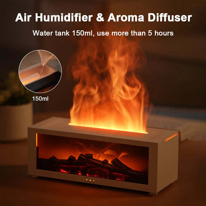 New Flame Aromatherapy Machine Colorful Essential Oil Diffuser Home Large Fog Volume Flame Humidifier 3D Flame Fireplace Machine Gabby Whale