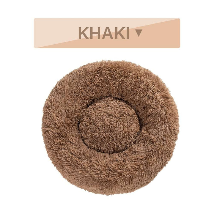 Fluffy Donut Dog Bed  Warm Soft Long Plush Pet Cushion Dog House Cat  Bed Washable Pet Sofa Mat Calming Samll Large Dog Beds Gabby Whale