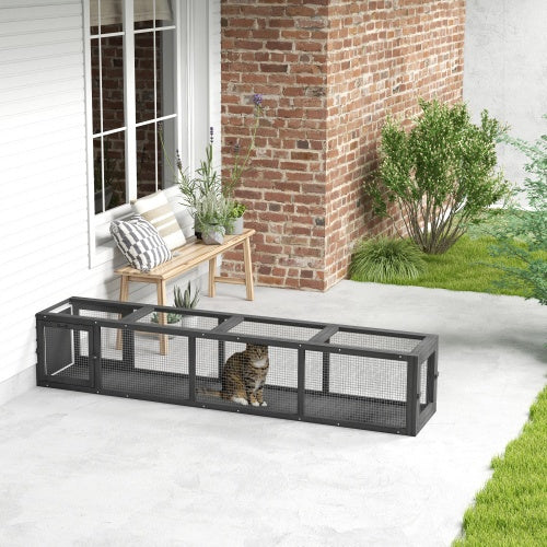 79 Inch Long Wooden Cat Runway With Weather Protection, Inside And Outside Connection, Suitable For Deck Terraces, Balconies, Dark Grey Gabby Whale