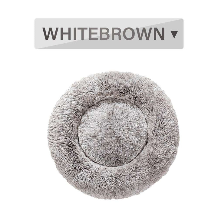 Fluffy Donut Dog Bed  Warm Soft Long Plush Pet Cushion Dog House Cat  Bed Washable Pet Sofa Mat Calming Samll Large Dog Beds Gabby Whale