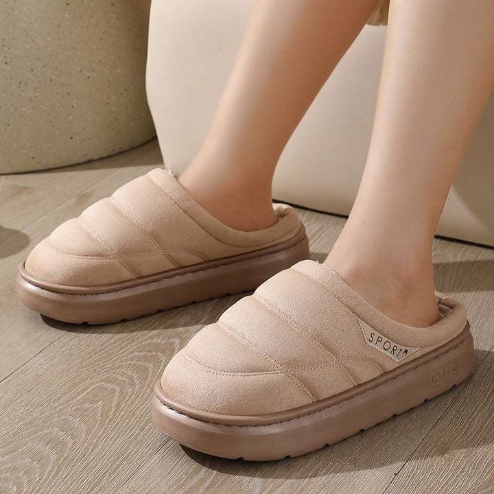 Fashion Solid Plush Slipper Winter Warm Indoor Floor Bedroom Home Slippers For Couple Thick-soled House Shoes Women Men Gabby Whale