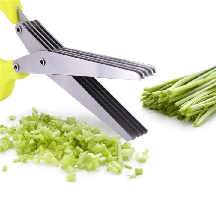 Multifunctional Multi-layer Green Onion Scissors Stainless Steel Onion Cutting Knife Herb Seaweed Spice Scissors Kitchen Scissor Kitchen Gadgets Gabby Whale