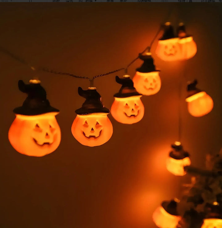 PVC Soft Material Halloween Lighting Chain Pumpkin Ghost Bat Modeling Lamp Indoor And Outdoor Home Decoration Gabby Whale