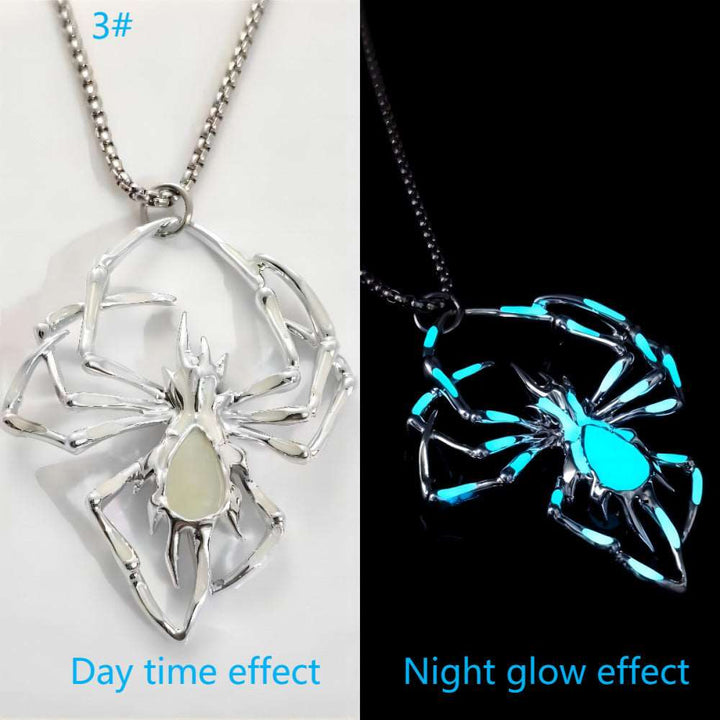 Halloween Creative Stereo Luminous Spider Necklace Jewerly Glowing Night Fluorescence Antique Vintage Glow In The Dark For Men Women Gift Party Halloween Day Club Gabby Whale