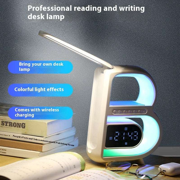 2024 New B-Shaped Blutooth Speaker Multifunctional Smart Music Rhythm Lighting Phone Wireless Charger TF Card AUX Input Standard Mode - Gabby Whale