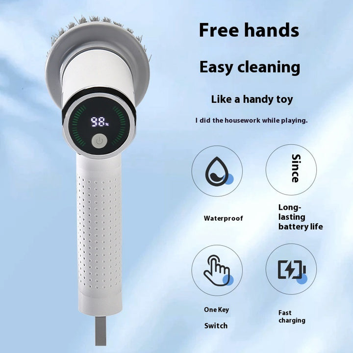 Multifunctional Smart Display Electric Cleaning Brush Wireless Kitchen Sink Cleaning Brush Waterproof Electric Pot Brush Cleaning Tool Gabby Whale