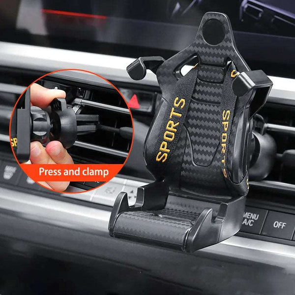 Racing Seat Shape Car Phone Holder Auto Air Vent Mobile Phone Clip 360 Degree Rotatable Car Cellphone Rack For Car Interior - Gabby Whale