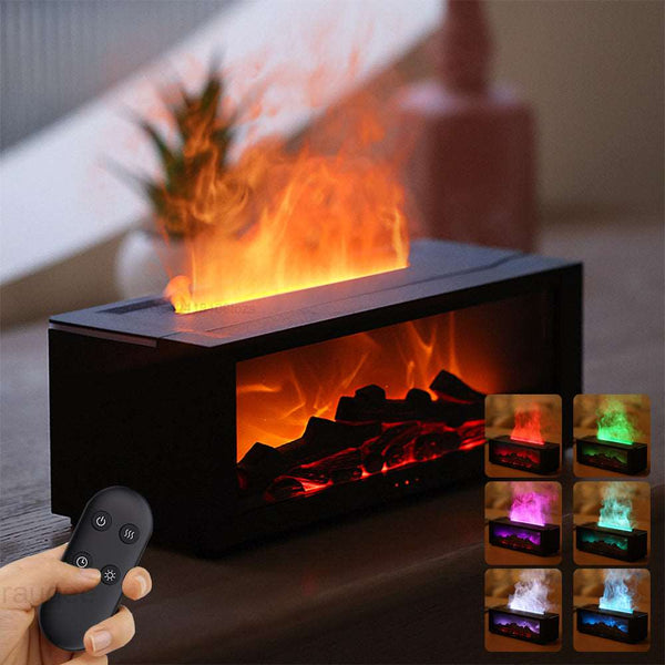 New Flame Aromatherapy Machine Colorful Essential Oil Diffuser Home Large Fog Volume Flame Humidifier 3D Flame Fireplace Machine Gabby Whale