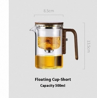 One Click Magnetic Teapot Separation Filtration Glass Tea Pot Wood Handle Tea Water Separation Inner Container Teapot Gabby Whale