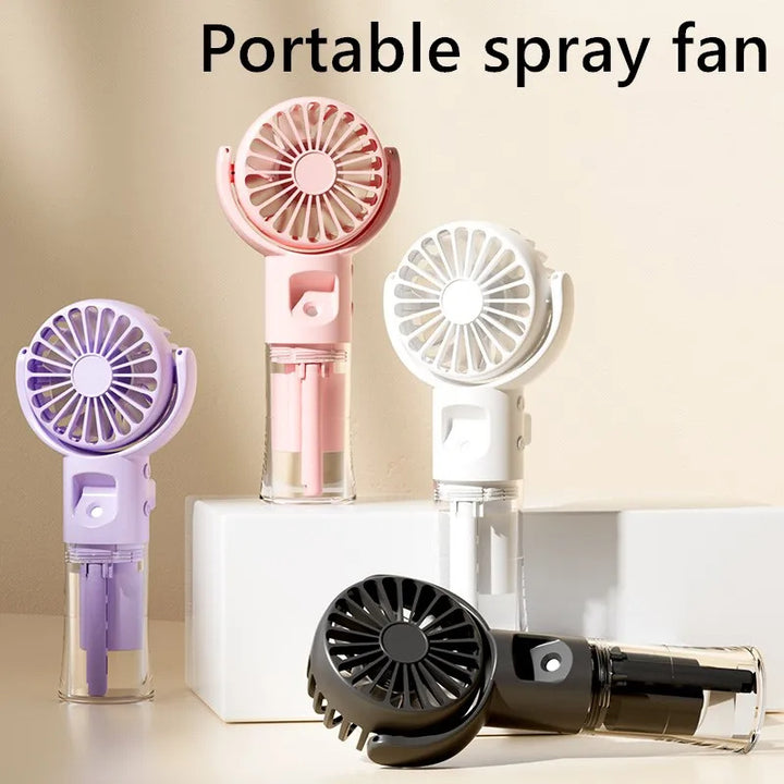 Portable Handheld Spray Fan 4-Speed Water Spray Mist Fan Summer Cooling Artifact USB Charging Summer Supplies Outdoor Mini Fan Gabby Whale