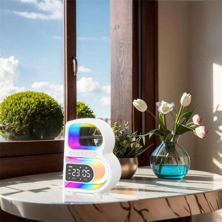 2024 New B-Shaped Blutooth Speaker Multifunctional Smart Music Rhythm Lighting Phone Wireless Charger TF Card AUX Input Standard Mode - Gabby Whale