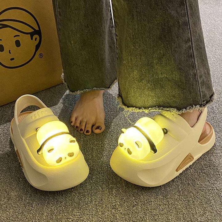 2024 Cute Slipper With Panda Lamp Summer Sandales Femme Light Funny Woman Slippers Shoes Women - Gabby Whale