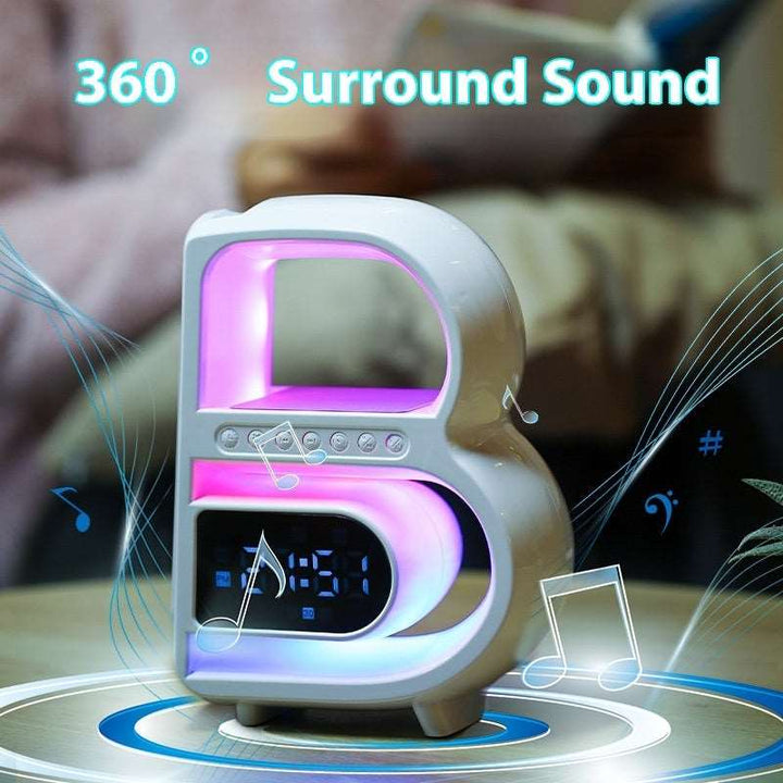 2024 New B-Shaped Blutooth Speaker Multifunctional Smart Music Rhythm Lighting Phone Wireless Charger TF Card AUX Input Standard Mode - Gabby Whale