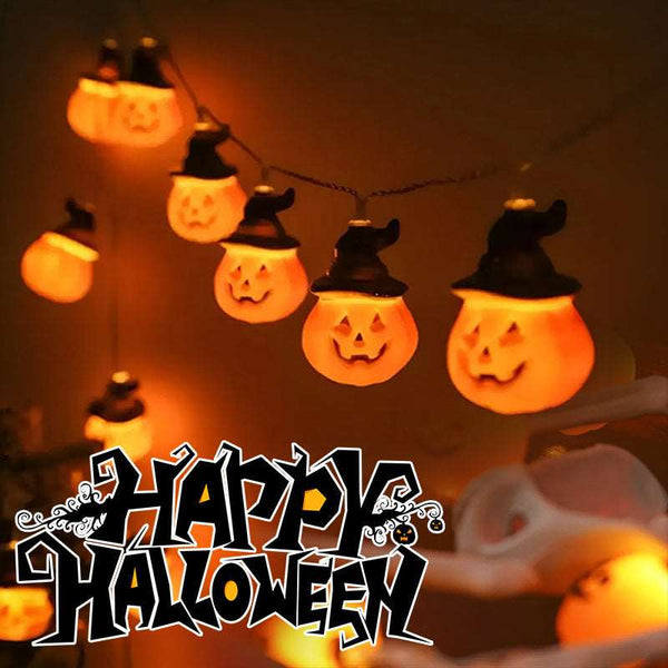 PVC Soft Material Halloween Lighting Chain Pumpkin Ghost Bat Modeling Lamp Indoor And Outdoor Home Decoration - Gabby Whale