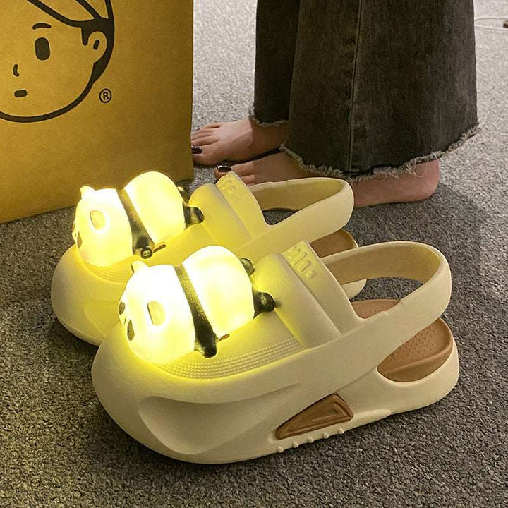 2024 Cute Slipper With Panda Lamp Summer Sandales Femme Light Funny Woman Slippers Shoes Women - Gabby Whale