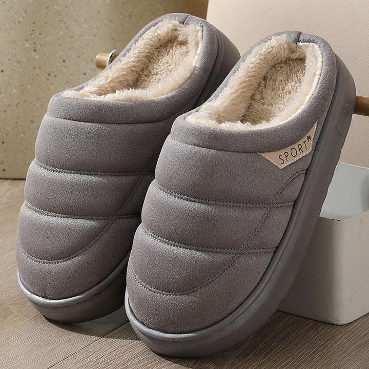 Fashion Solid Plush Slipper Winter Warm Indoor Floor Bedroom Home Slippers For Couple Thick-soled House Shoes Women Men Gabby Whale