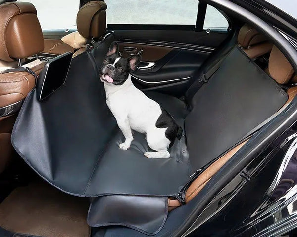 Durable waterproof car seat cover for pets, designed to protect car interiors from pet hair and dirt, featuring adjustable straps for a secure fit.