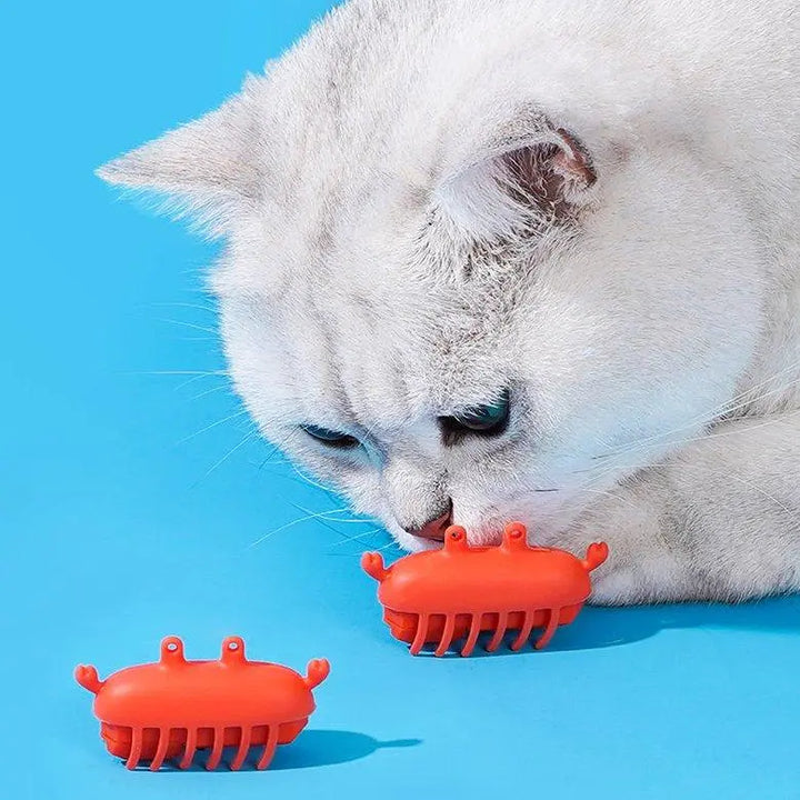 Interactive red crab toy for cats with smart obstacle avoidance, durable TPU material, and automatic running features.