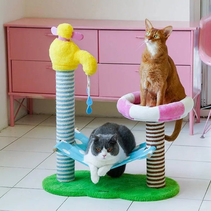 Soft and durable cat climbing frame for play, rest, and hydrotherapy bath