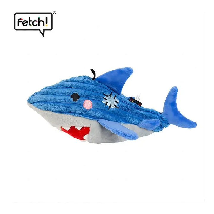 Fetch! Ocean Series plush pet toy collection, featuring starfish, seahorse, and dolphin in blue, green, orange, and pink