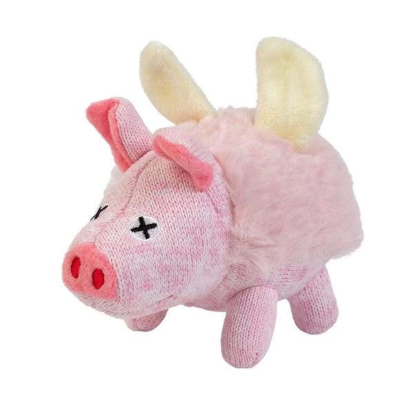 Knitted Winged Pink Pig Plush Toy for interactive chewing
