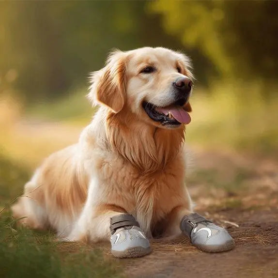 Breathable mesh dog shoes featuring durable TPR soles, double Velcro straps, and reflective elements for enhanced safety during outdoor activities.