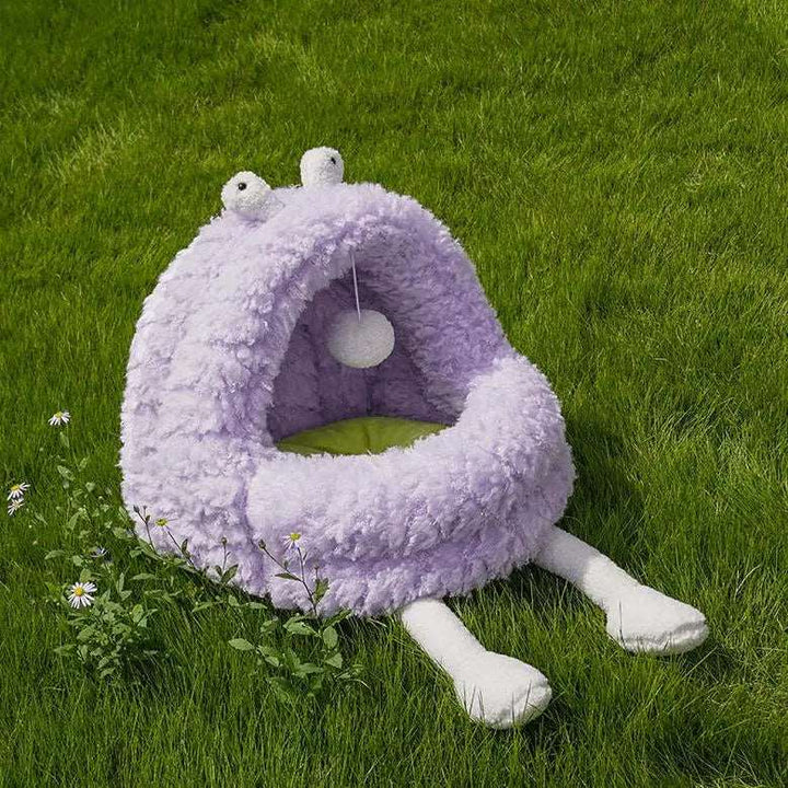 Cozy Monster Cat Bed Cave by Gabby Whale – Adorable plush bed with monster design, removable cushion, and anti-slip base for cats' comfort and fun.