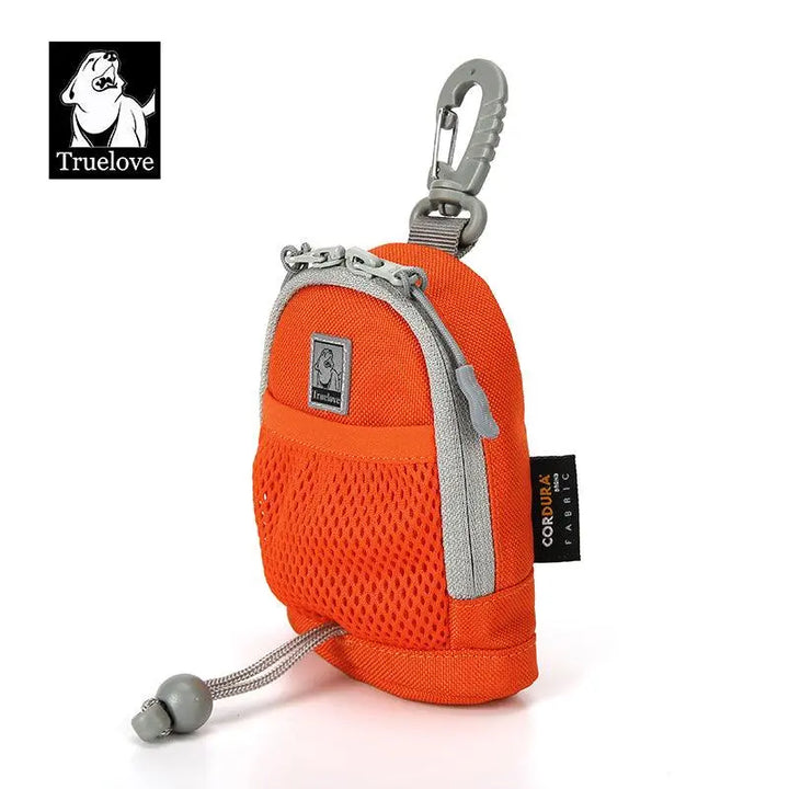 A compact and stylish multi-functional poop bag holder made of durable DuPont Cordura fabric, featuring a high-quality SBS zipper, quick-release hook, and mesh pocket for storage. Available in five vibrant colors: Baltic, Purple, Olive, Orangeade, and Black. The holder includes an external hook for used poop bags and hook-and-loop fasteners for versatile attachment to leashes, belts, or bags. Perfect for outdoor pet activities.