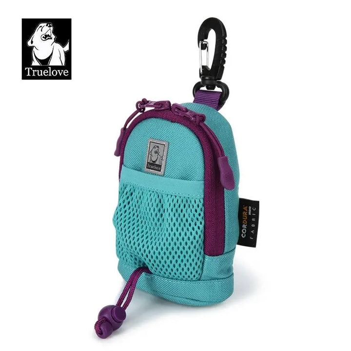 A compact and stylish multi-functional poop bag holder made of durable DuPont Cordura fabric, featuring a high-quality SBS zipper, quick-release hook, and mesh pocket for storage. Available in five vibrant colors: Baltic, Purple, Olive, Orangeade, and Black. The holder includes an external hook for used poop bags and hook-and-loop fasteners for versatile attachment to leashes, belts, or bags. Perfect for outdoor pet activities.