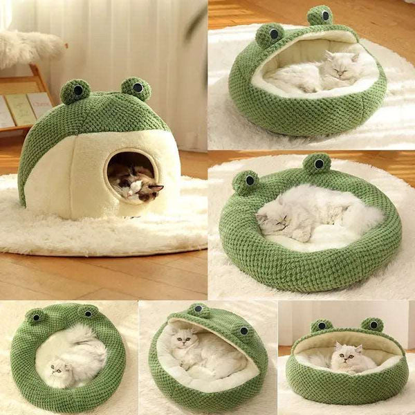 Pet Cat Dog Nest Little Frog Series Warm Plush Mat Autumn Winter Pet House Full Package Nest For Small Cats Dogs Within 5KG - Gabby Whale